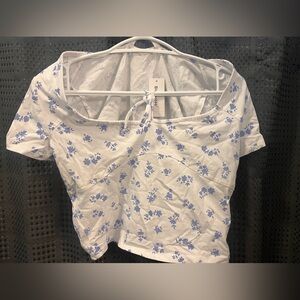 Blue notes square neck crop top